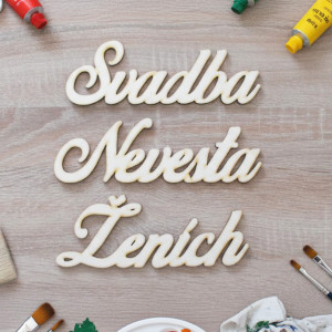 Svadobné nápisy set-Ženích Svadba Nevesta 70x205mm 2