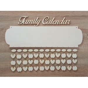 Holz-Familienkalender Typ A mit der Aufschrift "Family Calendar" DE 2