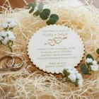 Drevené oznámenie o svadbe kruh 110mm