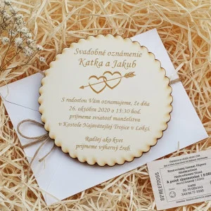 Holz-Hochzeitsankündigung Kreis 110mm 2