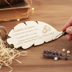 Wedding invitation feather 170x70mm