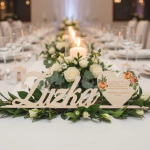 Ständer mit Taufnamen und Herzchen