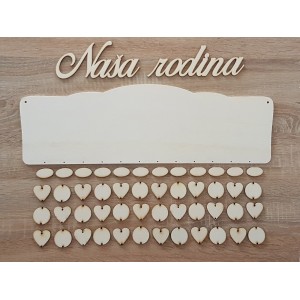 Drevený rodinný kalendár typ B s nápisom "Naša rodina" SK 2