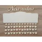 Familienterminkalender aus Holz Typ B mit der Aufschrift "Unsere Familie" SK