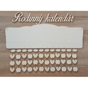 Drevený rodinný kalendár typ B s nápisom "Rodinný kalendář" CZ 2
