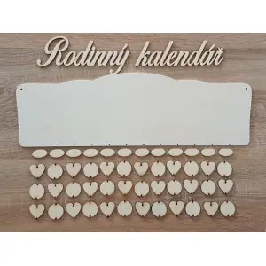 Wooden family calendar type B with the inscription "Family calendar" CZ 2