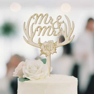 Holzstecker Mr & Mrs 15 cm