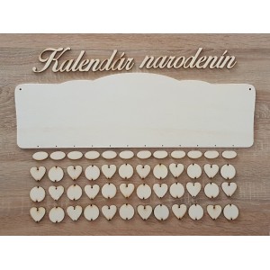 Drevený rodinný kalendár typ B s nápisom "Kalendár narodenín" 2