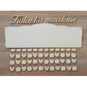 Wooden family calendar type B with the inscription "Birthday Calendar" 2