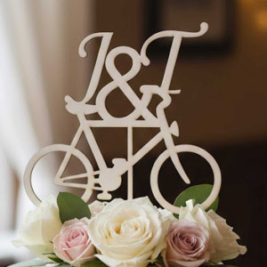 Wooden bike stake with initials width 180cm