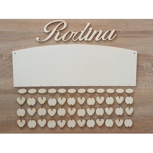Drevený rodinný kalendár typ C s nápisom "Rodina" SK 2