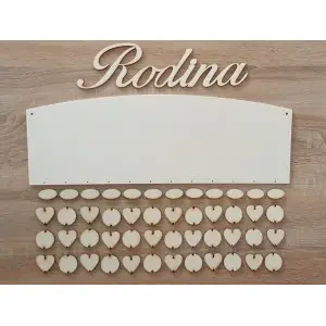 Wooden family calendar type C with the inscription "Family" EN 2