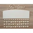 Drevený rodinný kalendár typ C s nápisom "Rodina" SK