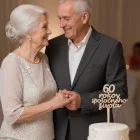 Wooden stake 60 years of shared life width 20cm