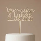 Drevený svadobný zápich s menami šírka 20cm