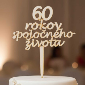 Wooden stake 60 years of shared life width 20cm