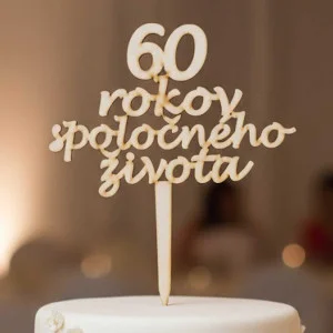 Wooden stake 60 years of shared life width 20cm