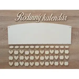 Drevený rodinný kalendár typ C s nápisom "Rodinný kalendár" SK 2