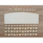 Drevený rodinný kalendár typ C s nápisom "Rodinný kalendár" SK