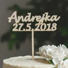 Drevený zápich meno a dátum šírka 17cm