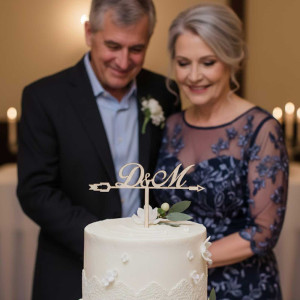 Drevený zapich iniciálky so šípom šírka 20cm 2