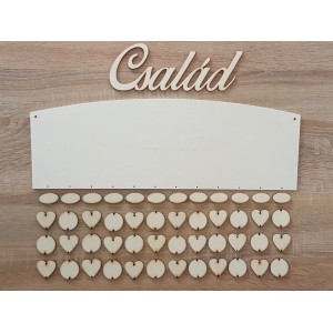 Holz Familienkalender Typ C mit der Aufschrift "Familie" 2