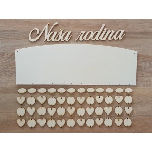 Holz Familienkalender Typ C mit der Aufschrift "Unsere Familie" 2