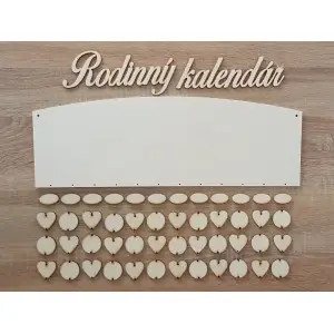 Wooden family calendar type C with the inscription "Family Calendar" CZ 2