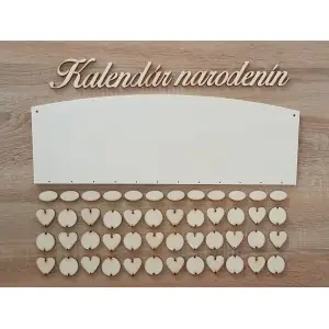 Drevený rodinný kalendár typ C s nápisom "Kalendár narodenín" 2