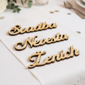 Nápisy Ženích Svadba Nevesta set 20x60mm