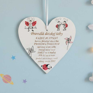 Srdiečko 17cm-Pravidlá detskej izby lienky