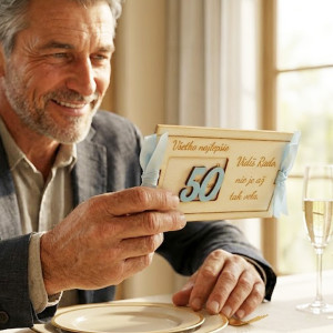 Drevená obálka na peniaze 20x10cm - MODRÁ 2