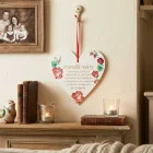 Door sign heart 17cm Family rules roses