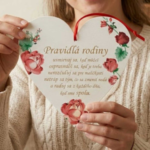 Tabelle an der Tür Herz 17cm Familienregeln Rose