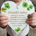 Table on the door heart 17cm Family rules four-leaf clover
