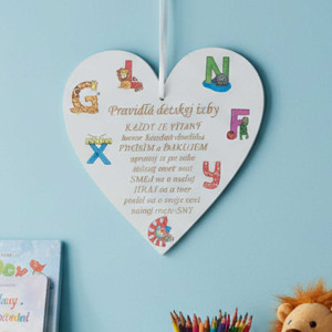 Srdiečko 17cm-Pravidlá detskej izby veselé písmenká