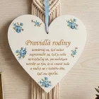 Tabelle an der Tür Herz 17cm Familienregeln Blaue Blumen