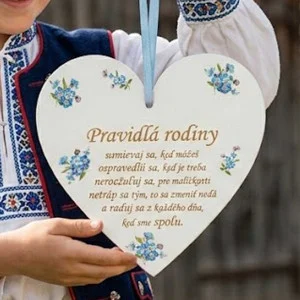 Tabelle an der Tür Herz 17cm Familienregeln Blaue Blumen