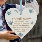 Tabuľka na dvere srdiečko 17cm Pravidlá rodiny modré kvietky