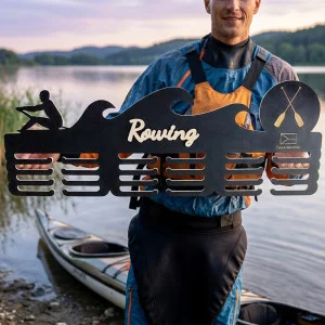 Drevený vešiak na medaily VLNY 80cm + maľovanie + meno