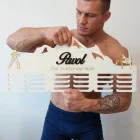 80cm drevený vešiak na medaile s laserovaním a menom - Pavol