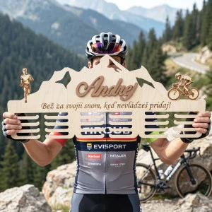 80cm wooden medal hanger with laser engraving and the name - Andrej 2