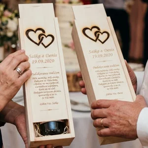 Hochzeit Dankeschön für Eltern Wein Holzverpackung