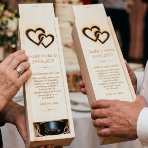 Wedding thank you gift for parents wine wooden box