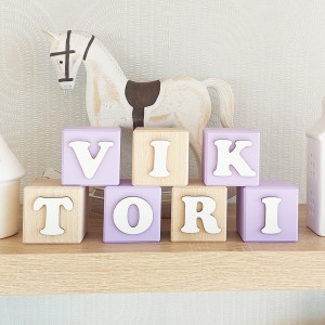 Cubes with name painted, size 5.5cm, price/cube 2