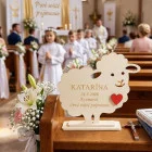 Dekoration zur Erstkommunion: Schaf mit Namen, 15 cm