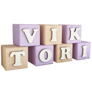 Cubes with name painted, size 5.5cm, price/cube