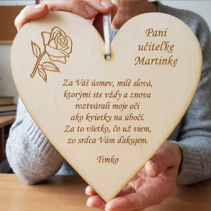 Holztisch 17cm - Dank an die Lehrerin mit einer Rose