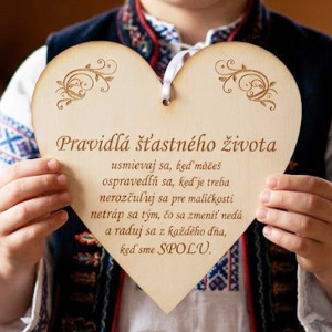 Drevená tabuľka 17cm-Pravidlá šťastného života