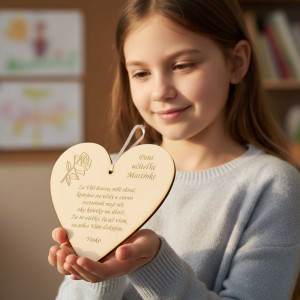 Wooden plaque 17cm - Thank you to Mrs. Teacher with a rose 2